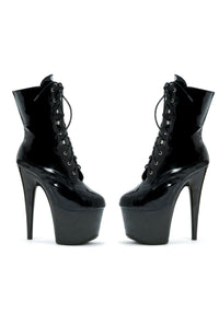 Ellie Shoes Ellie 709 ANGELA 7" Heel Ankle Boots W/Inner Zipper in Black Faux Leather