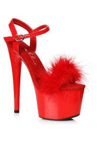Ellie Shoes Ellie 709 WHITNEY 7" Platform Sandal With Marabou in Red Marabou from SexyShoes.com