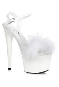 Ellie Shoes Ellie 709 WHITNEY 7" Platform Sandal With Marabou in White Marabou from SexyShoes.com
