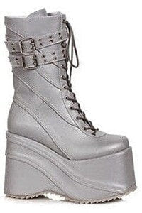 Ellie Shoes Ellie Shoes 500 SHARLA Chunky Heel Platform Boot in Grey Faux Leather from SexyShoes.com