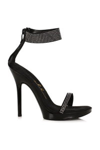 Ellie Shoes Ellie Shoes 502 HEIDI Rhinestone Sandal in Black Faux Leather from SexyShoes.com