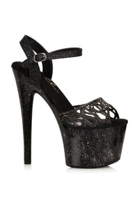 Ellie Shoes Ellie Shoes 709 UNITY Sandal with Rhinestone Embellishment in Black Faux Leather from SexyShoes.com