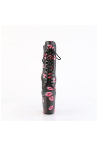 Pleaser FLAMINGO-1020KISSES Black Faux Leather Ankle Boot in Black Faux Leather