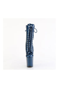 Pleaser FLAMINGO-1040GP Blue Glitter Patent Ankle Boot in Blue Glitter Patent