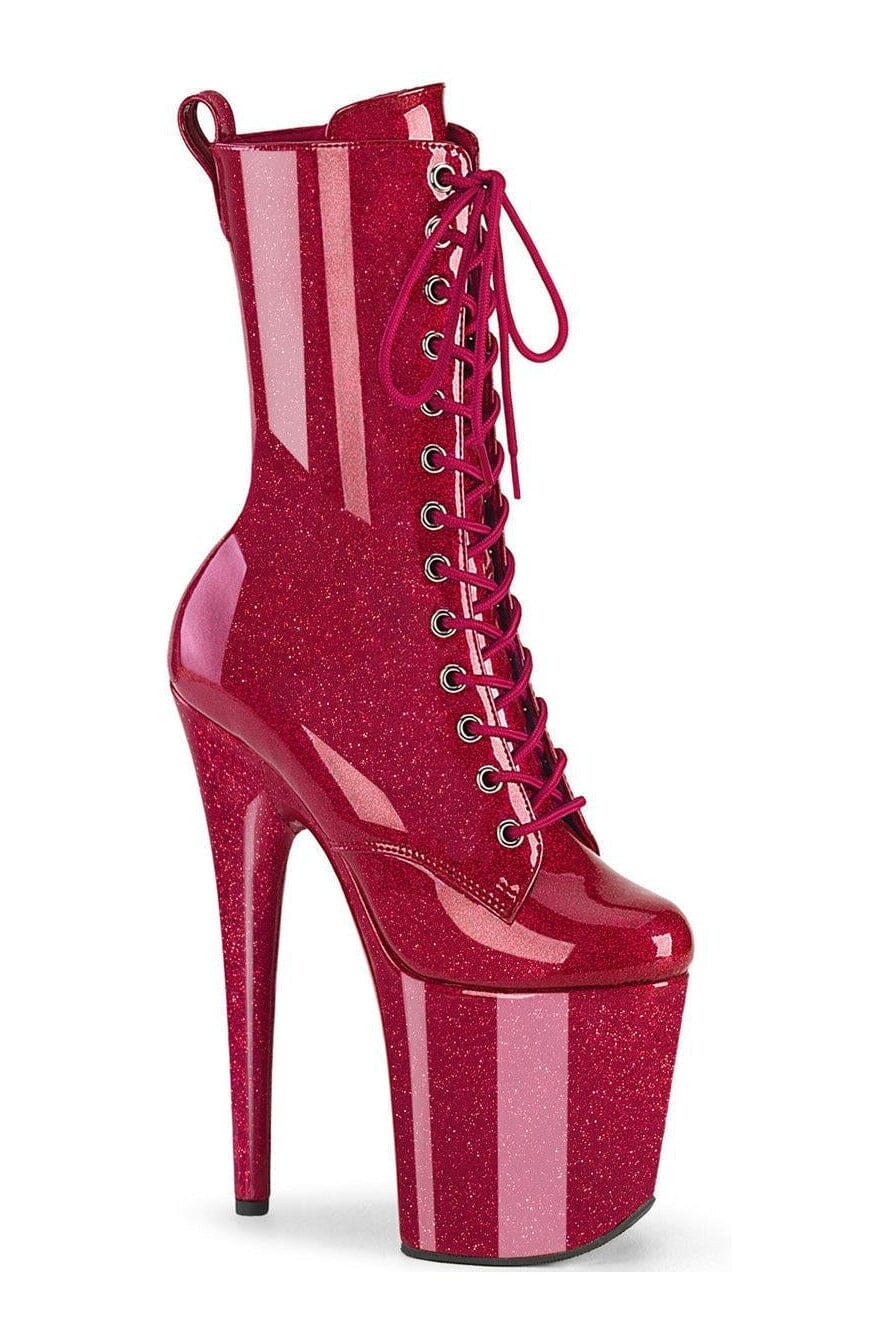 Pleaser FLAMINGO-1040GP Fuchsia Glitter Patent Ankle Boot in Fuchsia Glitter Patent from SexyShoes.com