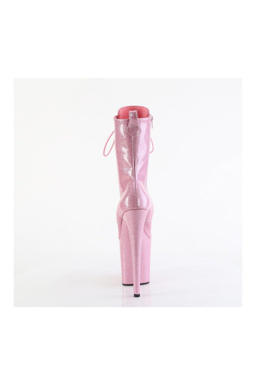 Pleaser FLAMINGO-1040GP Pink Glitter Patent Ankle Boot in Pink Glitter Patent