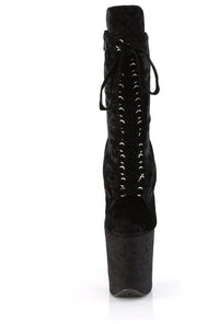 Pleaser FLAMINGO-1045VEL Black Velvet Ankle Boot in Black Velvet