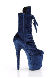 Pleaser FLAMINGO-1045VEL Blue Velvet Ankle Boot in Blue Velvet