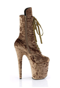 Pleaser FLAMINGO-1045VEL Green Velvet Ankle Boot in Green Velvet