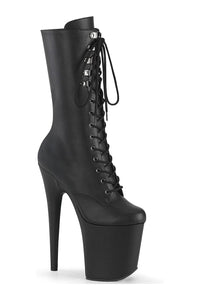 Pleaser FLAMINGO-1054 Black Faux Leather Mid Calf Boot in Black Faux Leather from SexyShoes.com