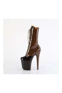 Pleaser FLAMINGO-1054DC Brown Patent Knee Boot in Brown Patent