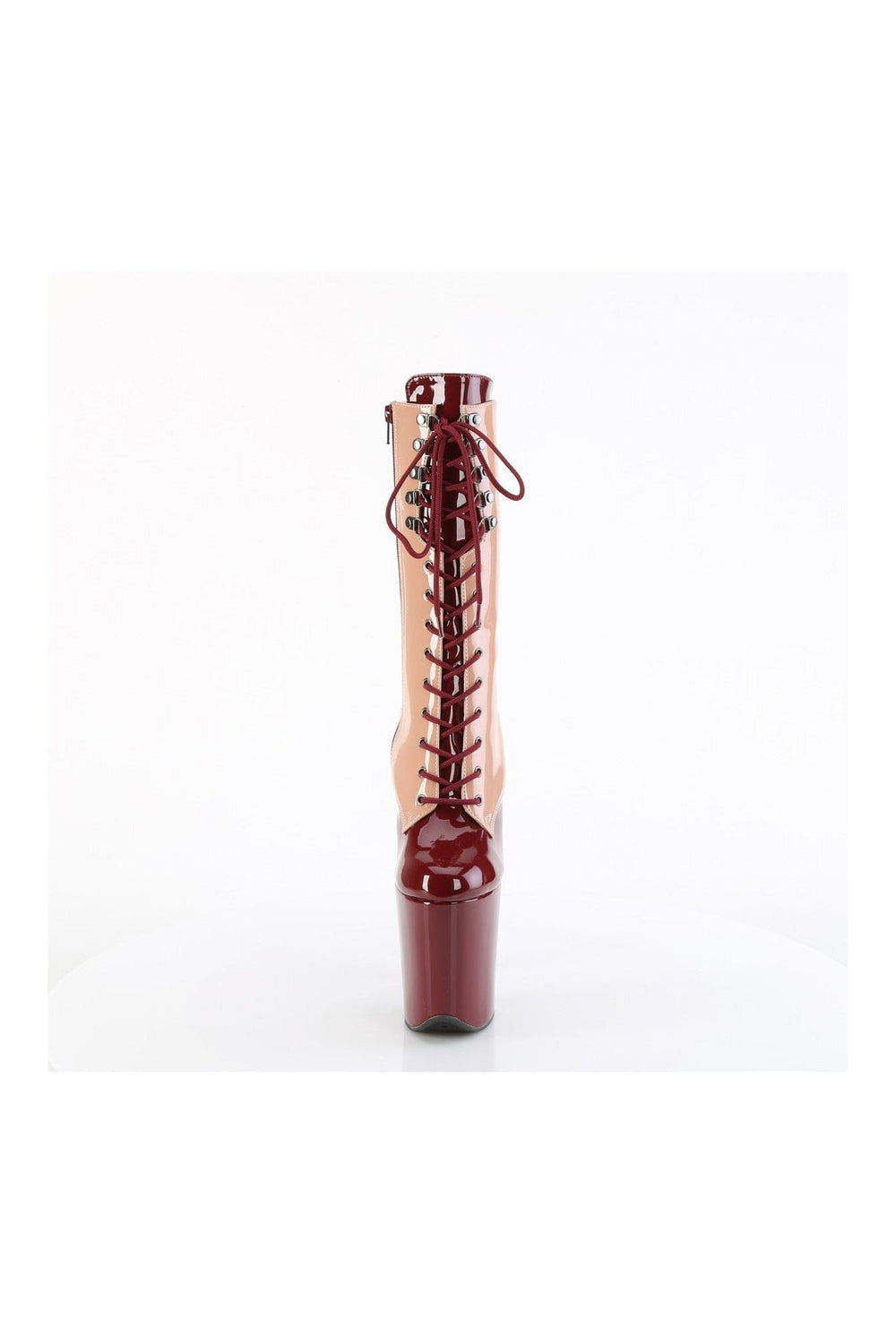 Pleaser FLAMINGO-1054DC Burgundy Patent Knee Boot in Burgundy Patent