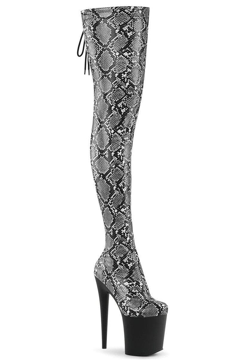Pleaser FLAMINGO-3008SP-BT Animal Faux Leather Thigh Boot in Animal Faux Leather from SexyShoes.com
