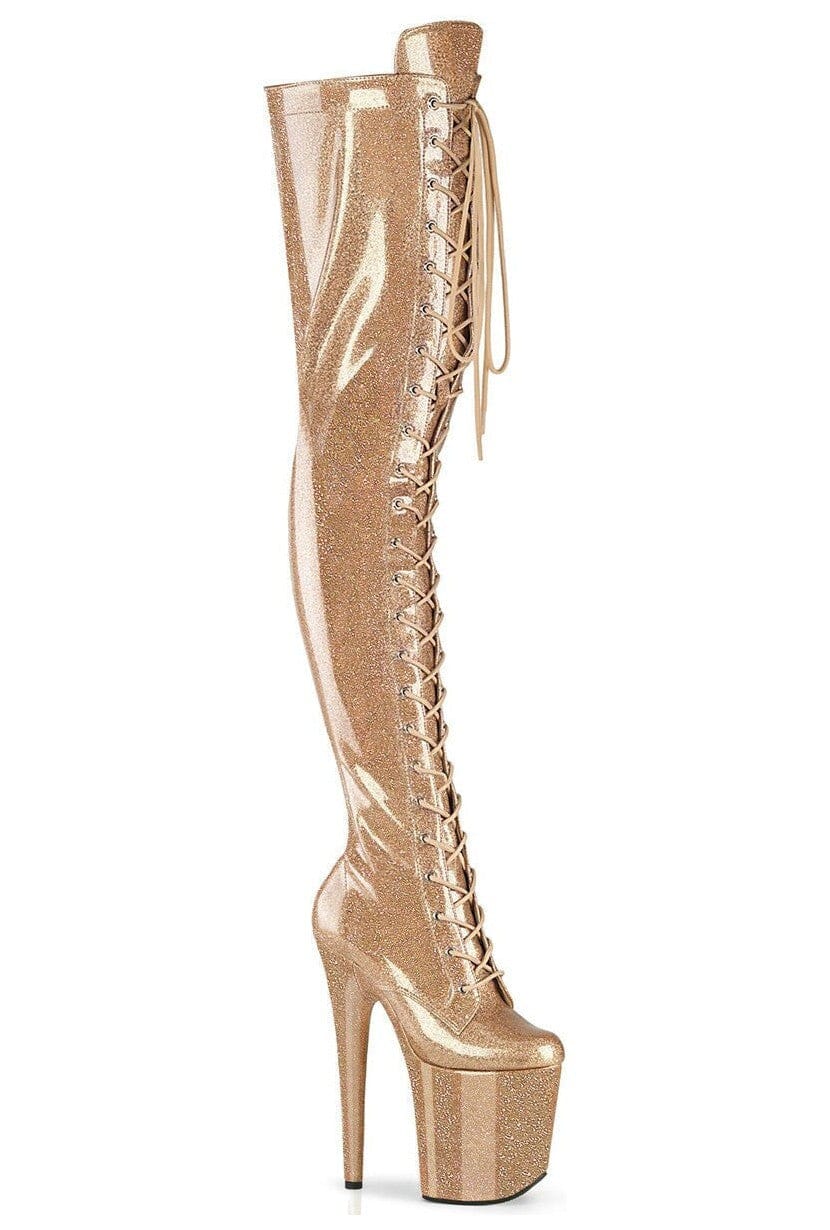 Pleaser Gold Thigh Boots Platform Stripper Shoes | Buy at Sexyshoes.com