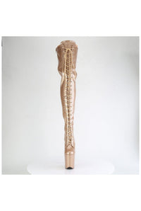 Pleaser FLAMINGO-3020GP Gold Patent Thigh Boot in Gold Patent