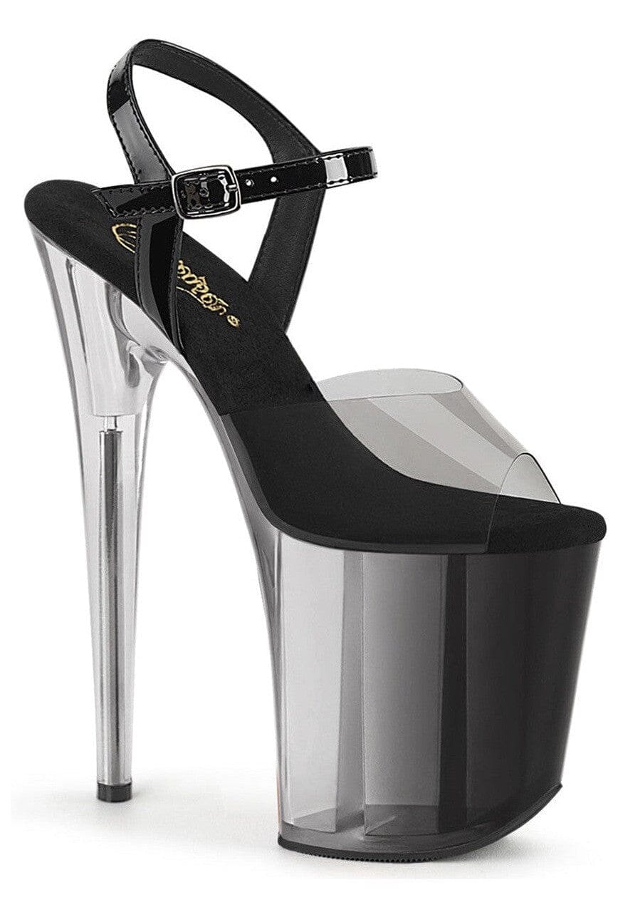 Pleaser FLAMINGO-808T-1 Black Vinyl Sandal in Black Vinyl from SexyShoes.com