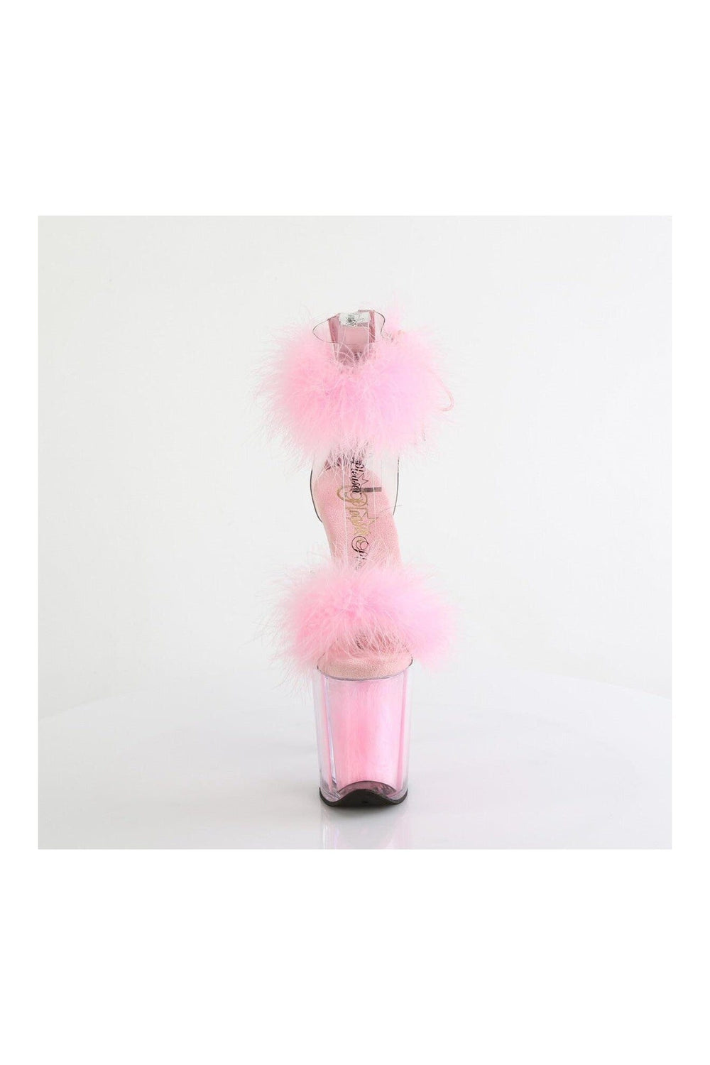 Pleaser FLAMINGO-824F Clear Marabou Sandal in Clear Marabou