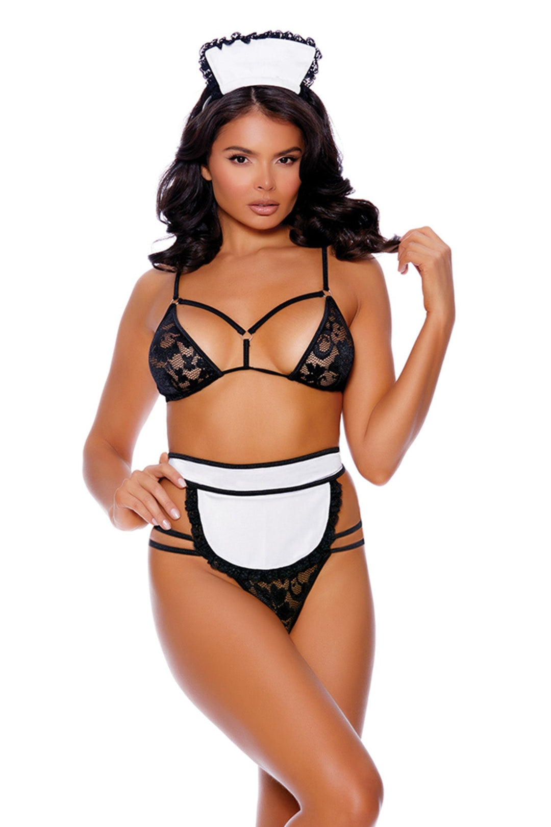 FLIRTY MAID 4 PIECE BEDROOM COSTUME-Lingerie Sets-SEXYSHOES.COM