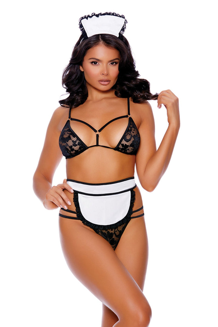 Elegant Moments FLIRTY MAID 4 PIECE BEDROOM COSTUME in Black  from SexyShoes.com