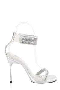 Fabulicious  CHIC-40 Sandal in Silver Faux Leather