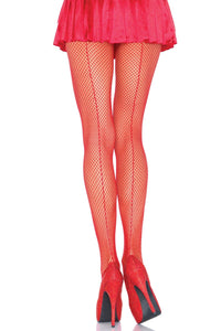 Leg Avenue Fishnet W/Back Seam Pantyhose in Red  from SexyShoes.com