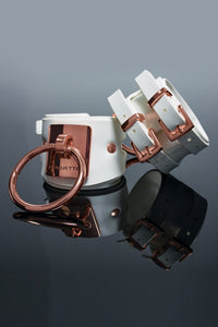 Gold Vegan Leather and Metal Cuff-Cuffs + Chokers-SEXYSHOES.COM