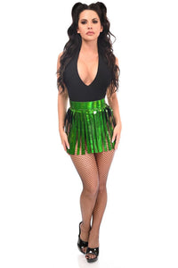 Daisy Corsets Green Holo Fringe Skirt in Green