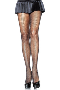 Leg Avenue Halloween Special Fishnet Pantyhose W/Glitters Spandex in Black  from SexyShoes.com
