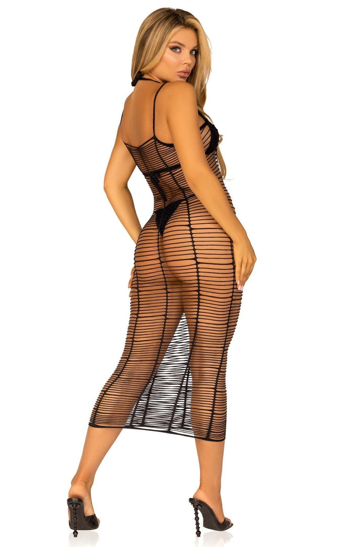 Horizontal Net Maxi Dress-Stripper Dresses-SEXYSHOES.COM