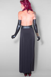 Madame XY by Patrice MME ISABELLA Belted Lycra Long Dress in Black