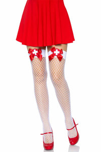 Leg Avenue Industrial Net Thigh Highs in White  from SexyShoes.com