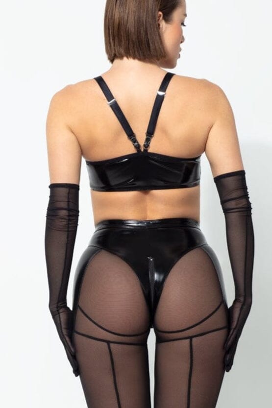 JAGUAR Mesh and Vinyl Legging Pants-Fetish Leggings-SEXYSHOES.COM