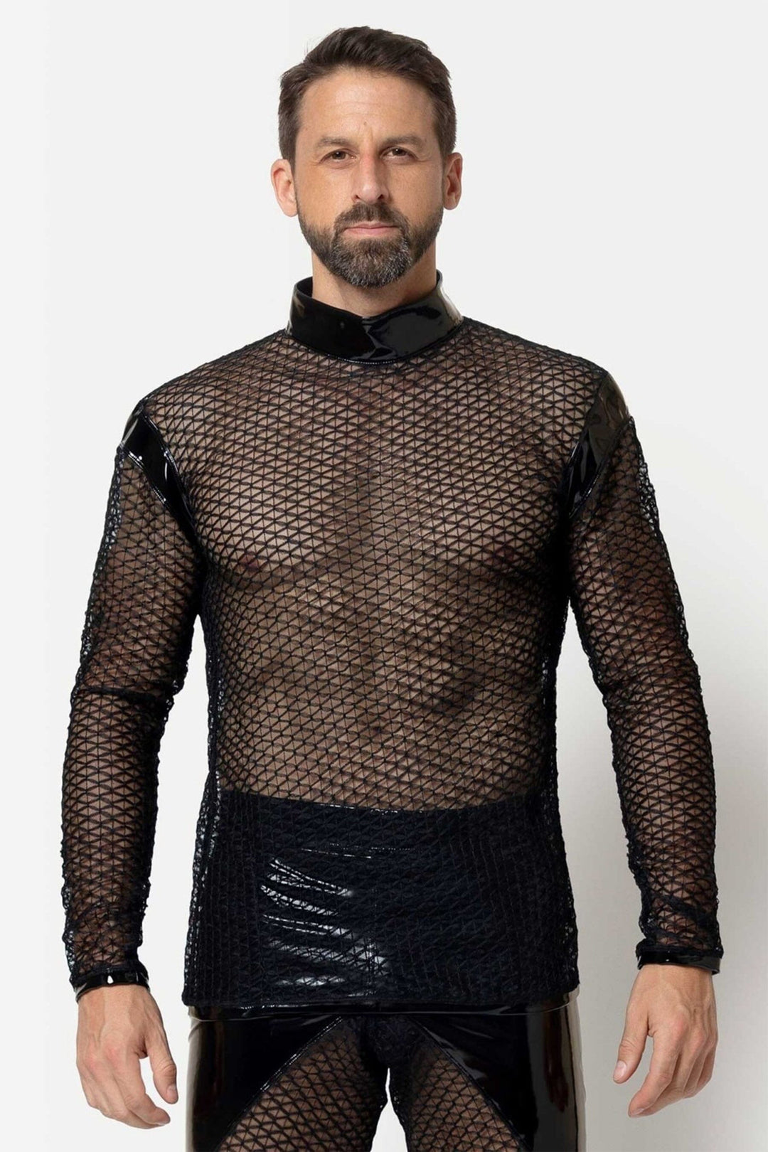 LEIF Mesh Tunic Shirt-Fetish Tops-SEXYSHOES.COM