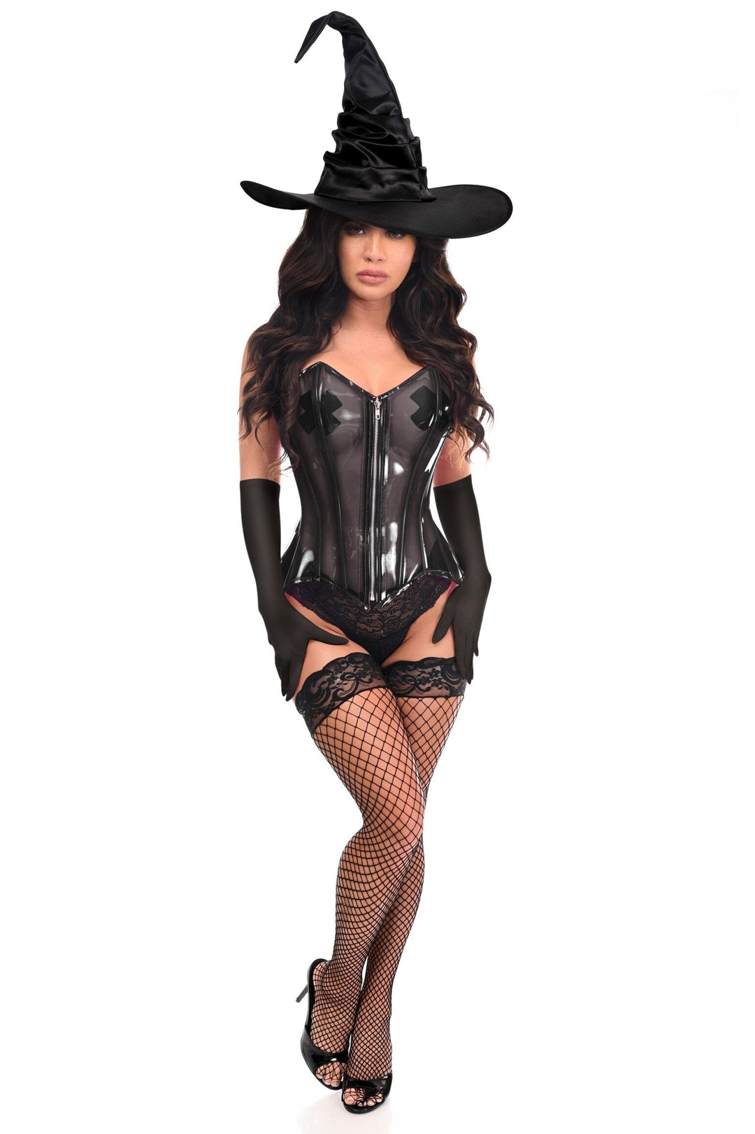 Lavish 3 PC Clear Black Witch Corset Costume-Witch Costumes-SEXYSHOES.COM