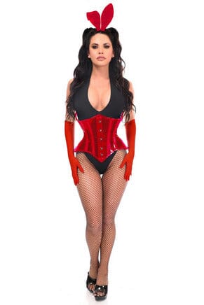 Lavish 4 PC Red Festival Bunny Corset Costume-Bunny Costumes-SEXYSHOES.COM