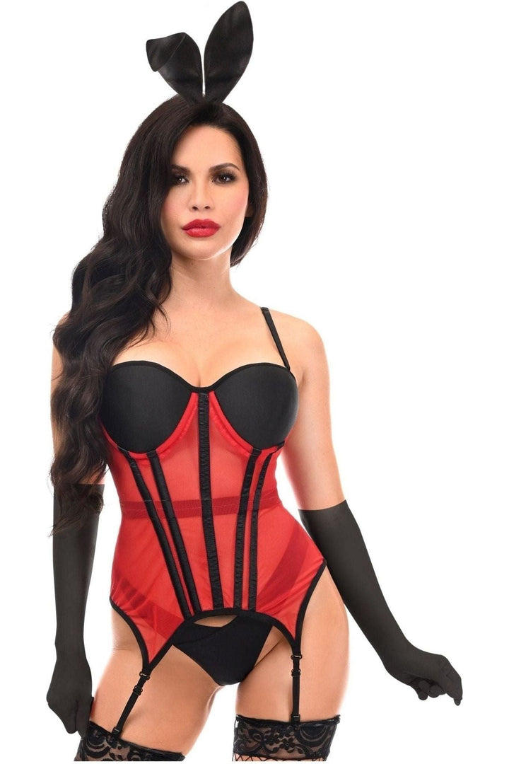 Lavish 4 PC Red/Black Sexy Bunny Lingerie Costume-Bunny Costumes-SEXYSHOES.COM