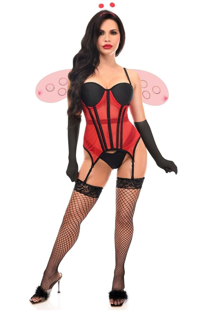 Lavish 4 PC Sexy Ladybug Lingerie Costume-Animal Costumes-SEXYSHOES.COM