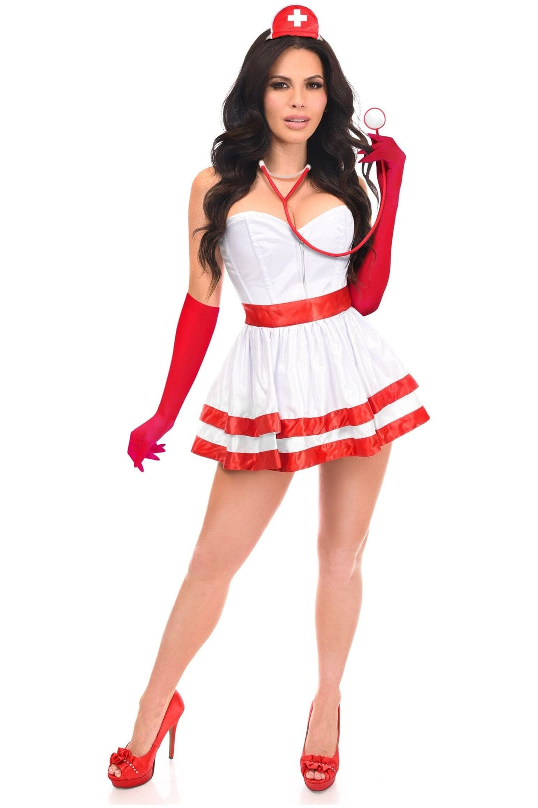 Lavish 5 PC Heart Stopper Nurse Corset Costume-Nurse Costumes-SEXYSHOES.COM