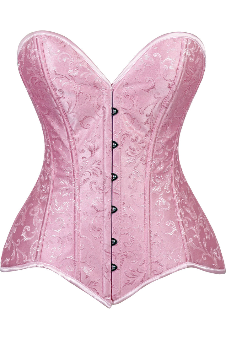 Daisy Corsets Lavish Lt Pink Brocade Overbust Corset W/Busk Closure in Pink  from SexyShoes.com