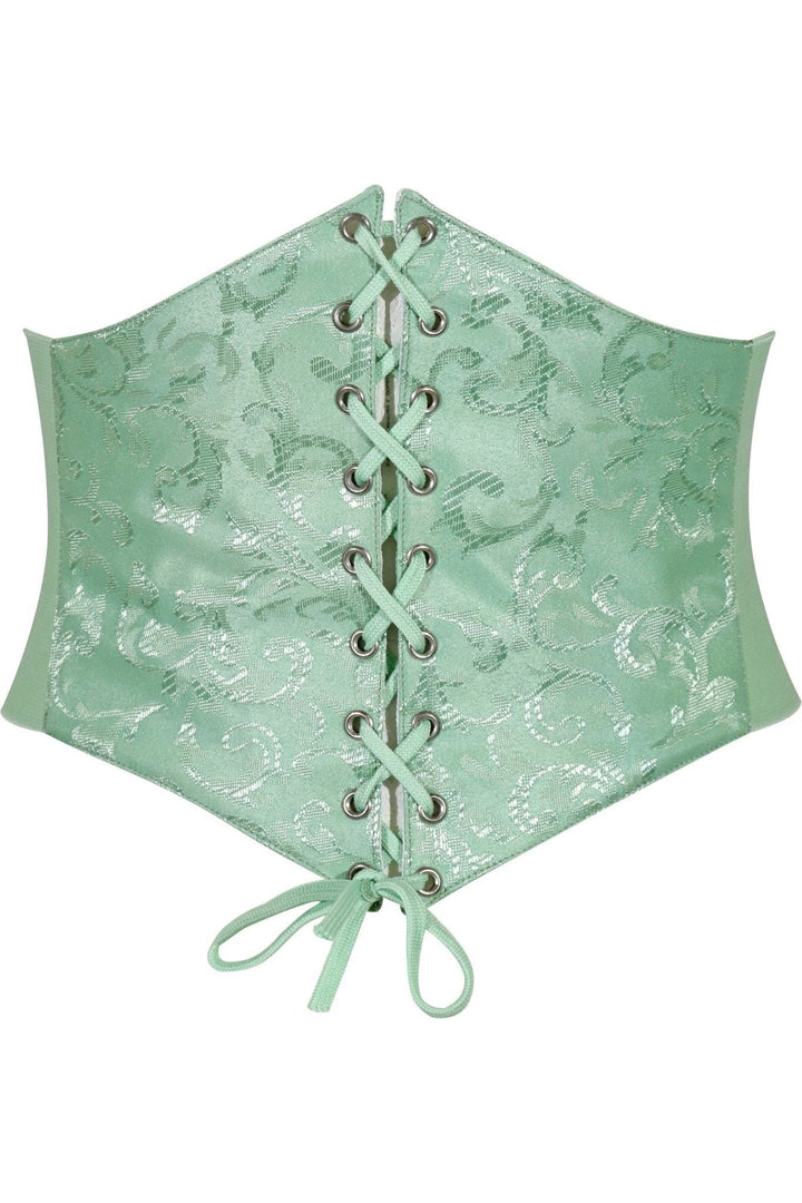 Lavish Mint Green Brocade Corset Belt Cincher-Waist Cinchers-SEXYSHOES.COM
