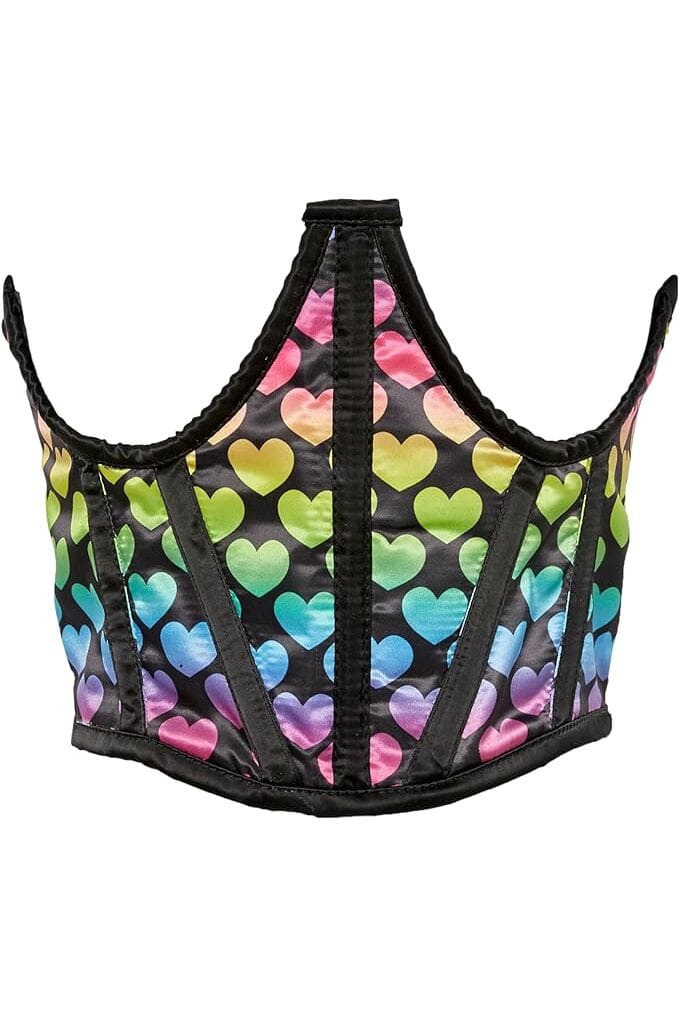 Lavish Rainbow Hearts Satin Underwire Waist Cincher Corset-Waist Cinchers-SEXYSHOES.COM