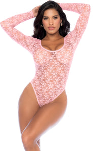 Mapale Long Sleeved Floral Bodysuit in Pink  from SexyShoes.com