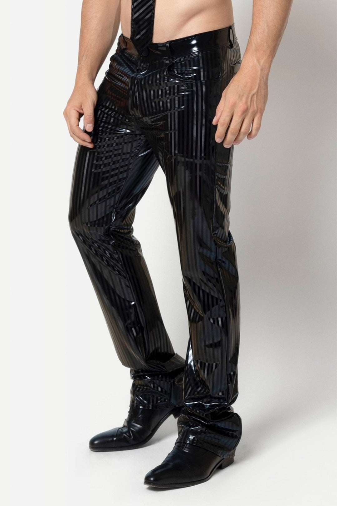 MAGNUS Stripped Vinyl Trousers-Fetish Pants-SEXYSHOES.COM