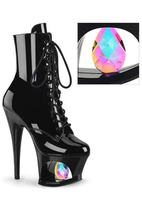 Pleaser MOON-1020DIA Black Patent Ankle Boot in Black Patent from SexyShoes.com