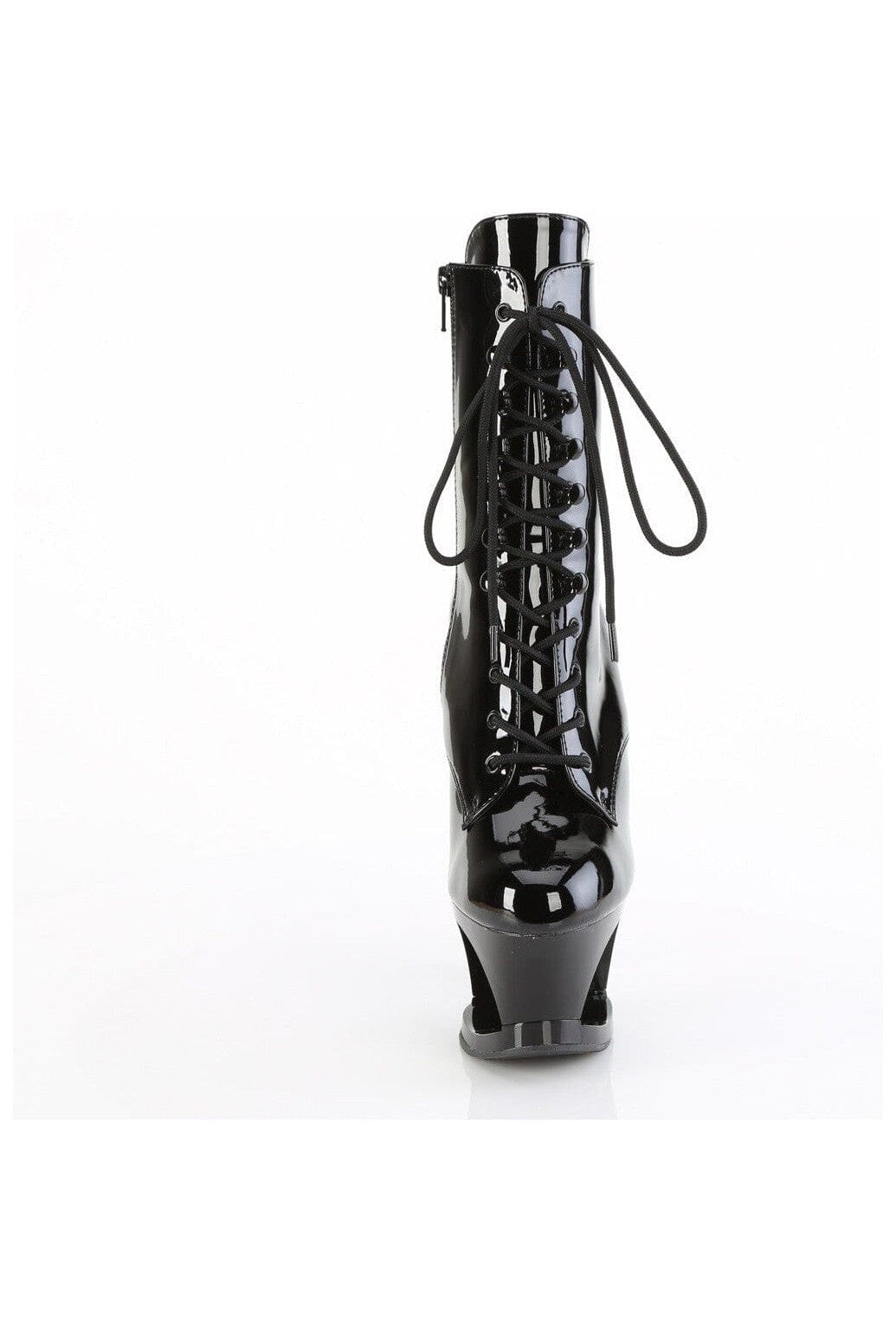 Pleaser MOON-1020DIA Black Patent Ankle Boot in Black Patent