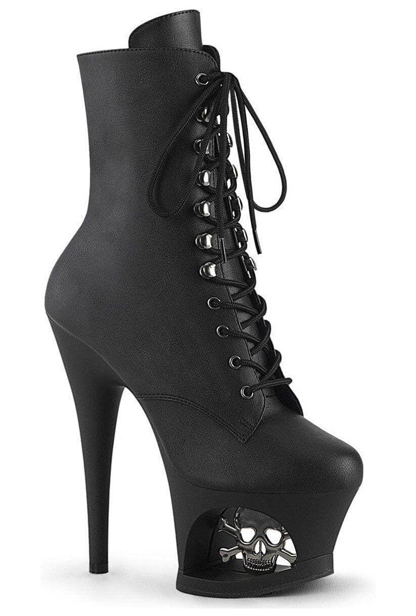 Pleaser MOON-1020SK Black Faux Leather Ankle Boot in Black Faux Leather from SexyShoes.com