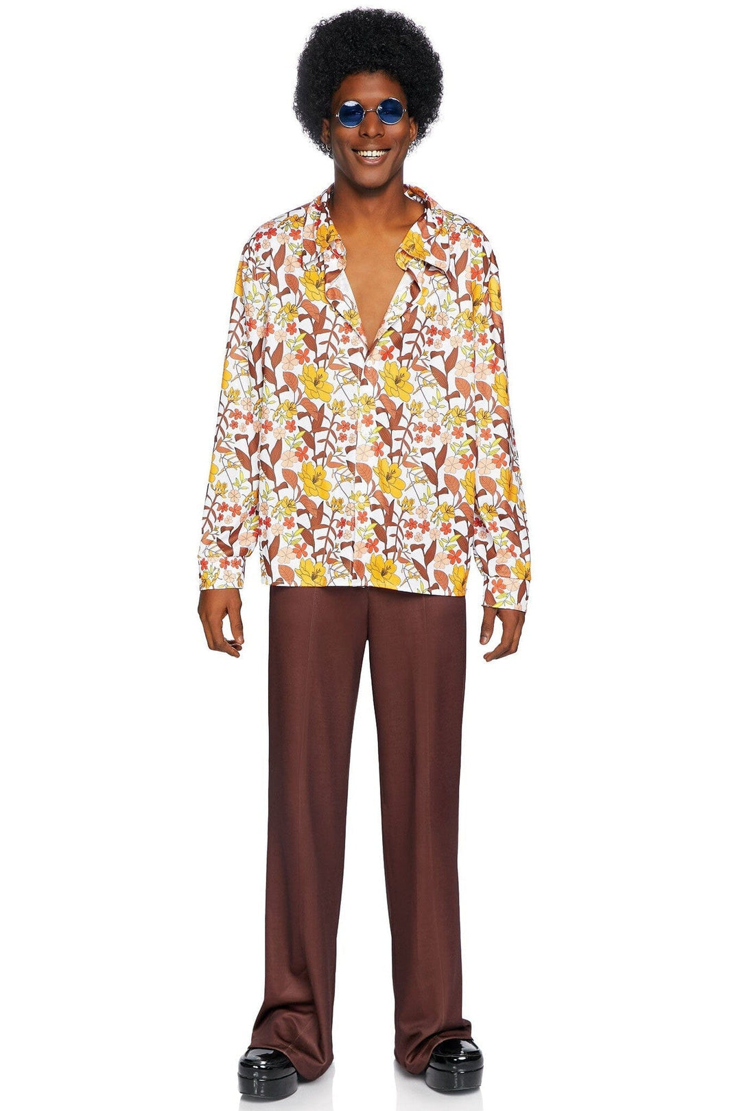Men's 70s floral shirt-80's Costumes-SEXYSHOES.COM