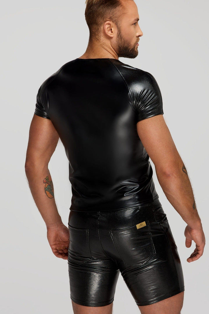 Men's Wetlook T-Shirt With Snake Wetlook Sleeves-Fetish Tops-SEXYSHOES.COM