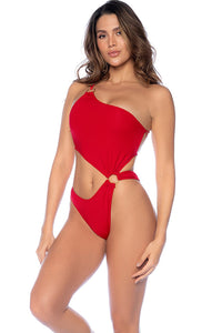 Mapale One Piece Swimsuit with Luxe Cut Out in Red  from SexyShoes.com