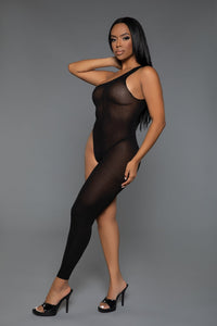 One Shoulder Sheer Bodystocking-Bodystockings-SEXYSHOES.COM